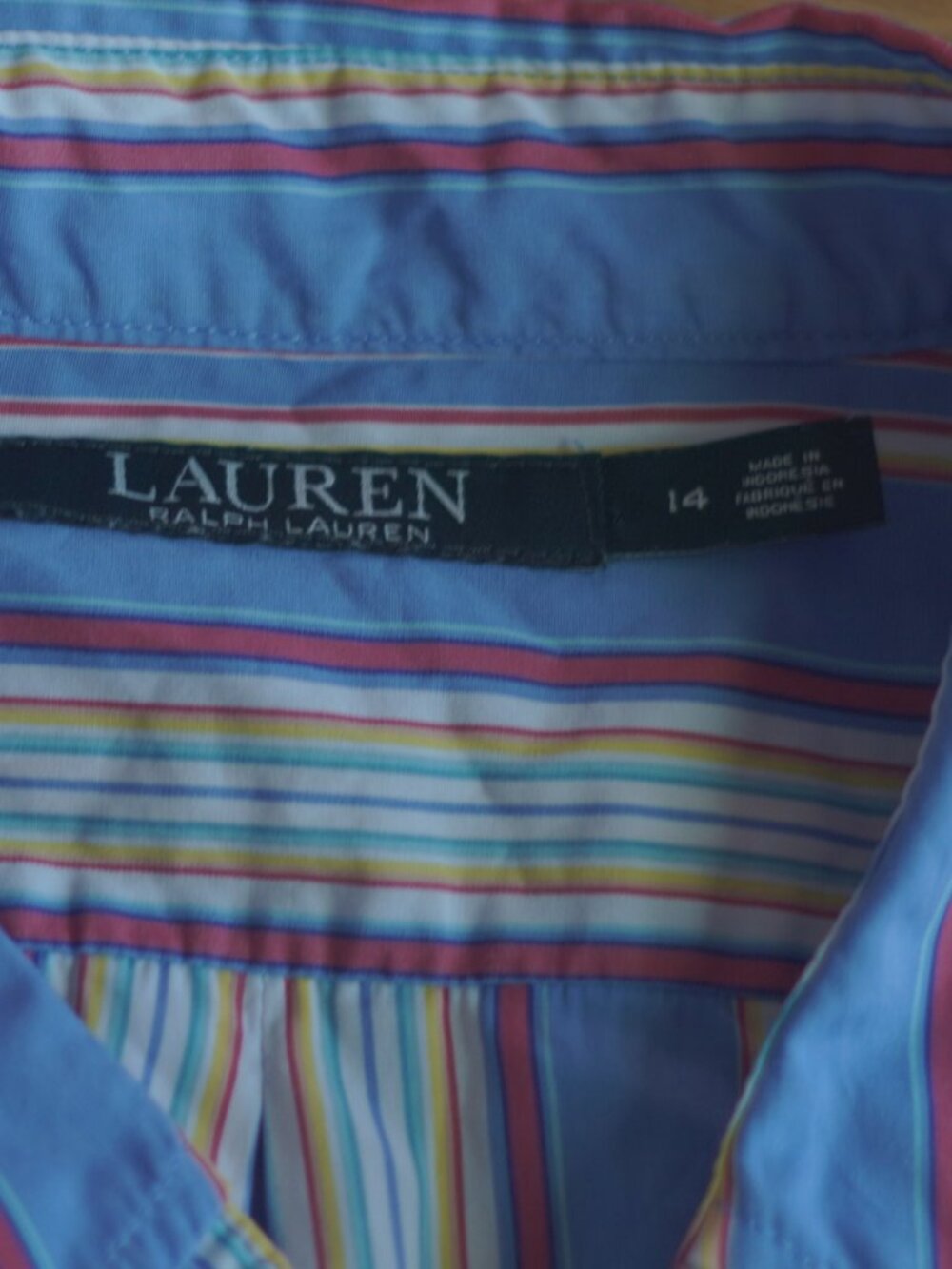 Lauren Ralph Lauren Blue Striped Shirt 14 - Picture 2 of 8